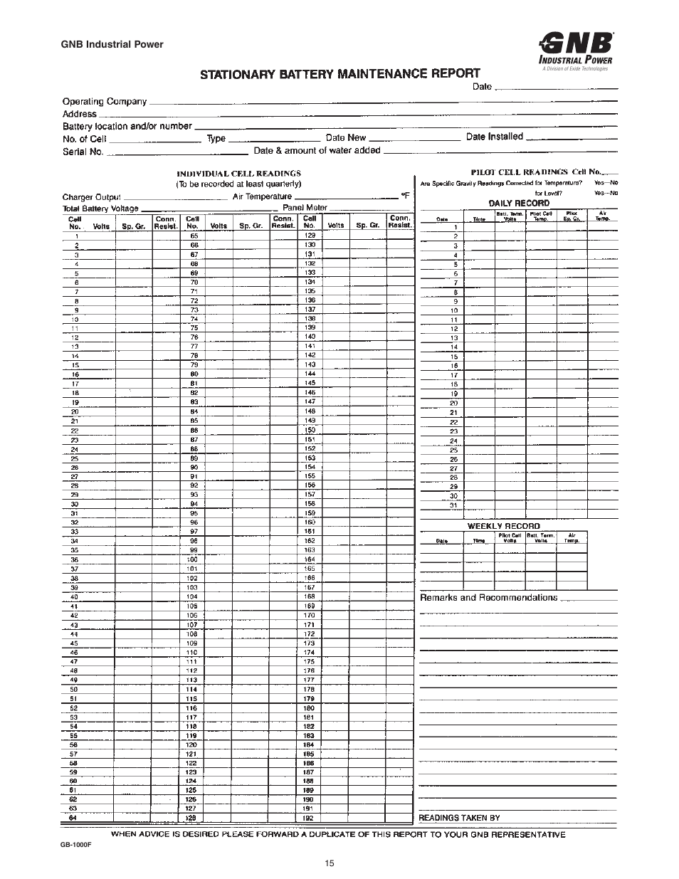 Gnb industrial power | Exide Technologies Section 93.10 User Manual | Page 18 / 20