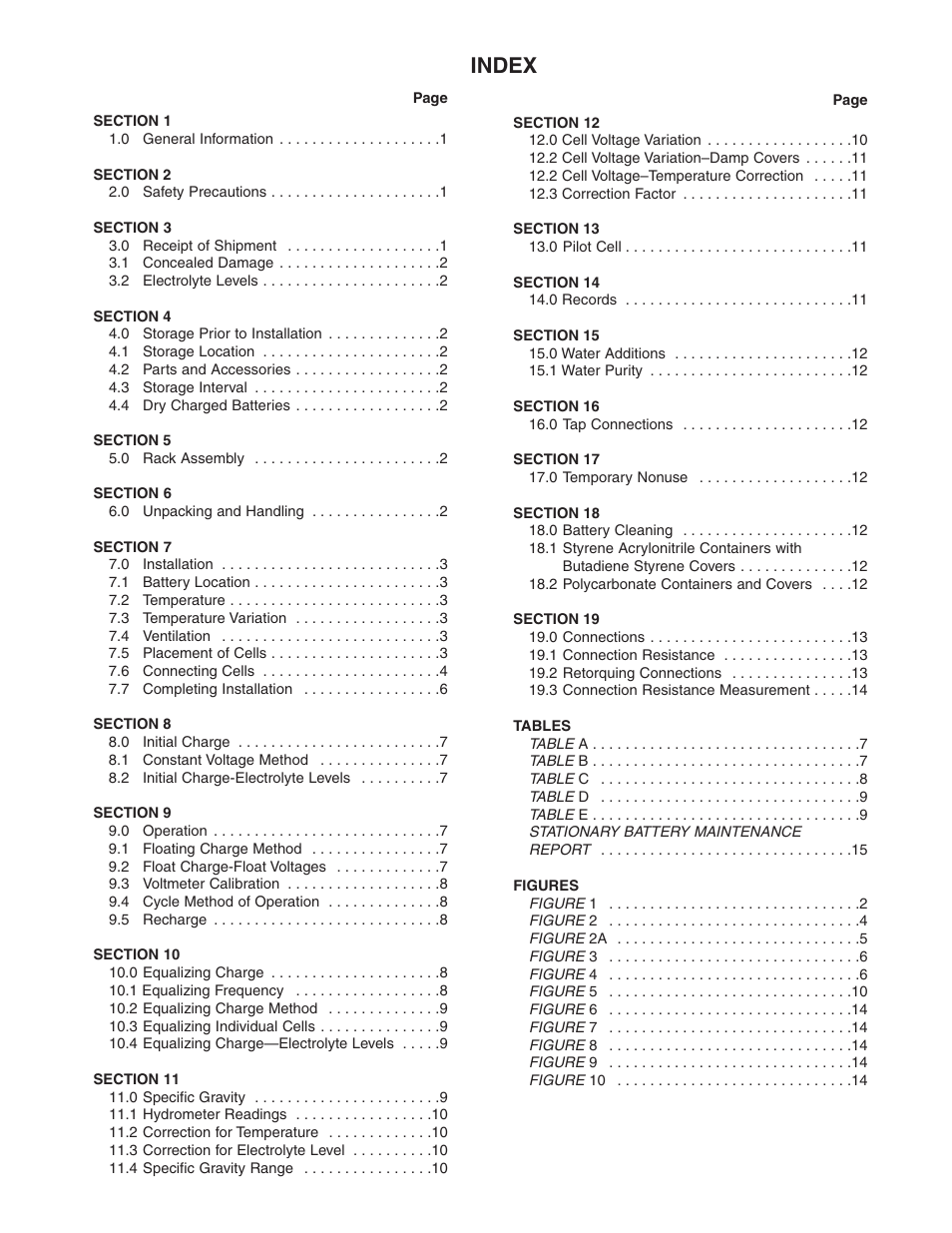 Index | Exide Technologies Section 93.10 User Manual | Page 3 / 20