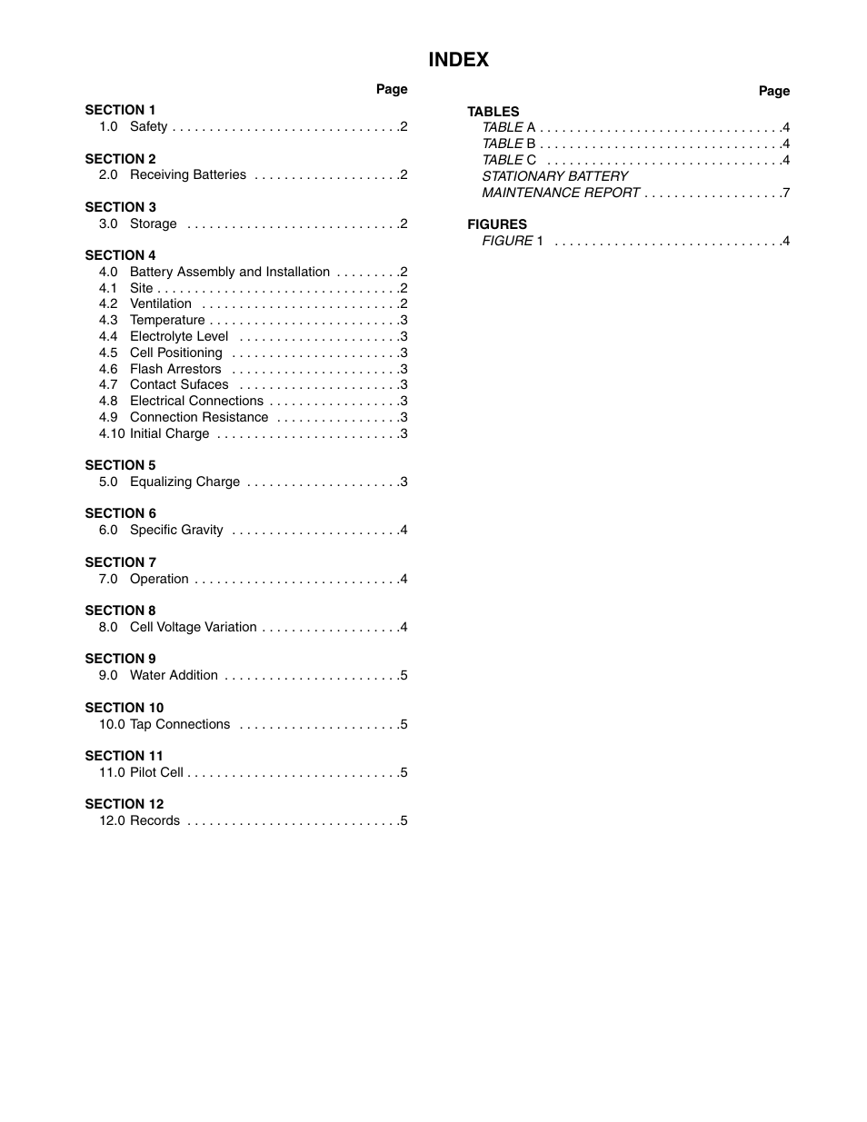 Index | Exide Technologies Section 93.10T User Manual | Page 3 / 11