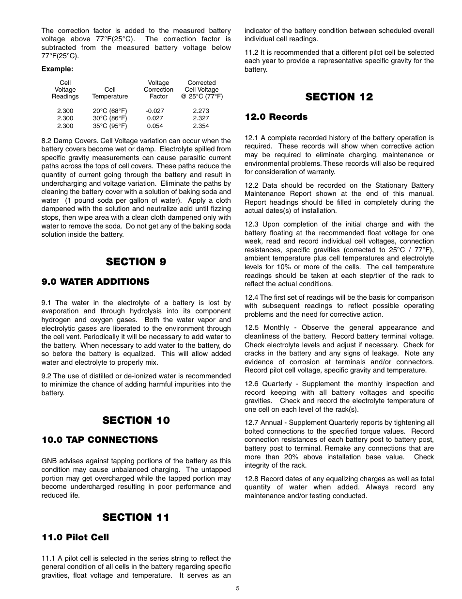 0 water additions, 0 tap connections, 0 pilot cell | 0 records | Exide Technologies Section 93.10T User Manual | Page 7 / 11