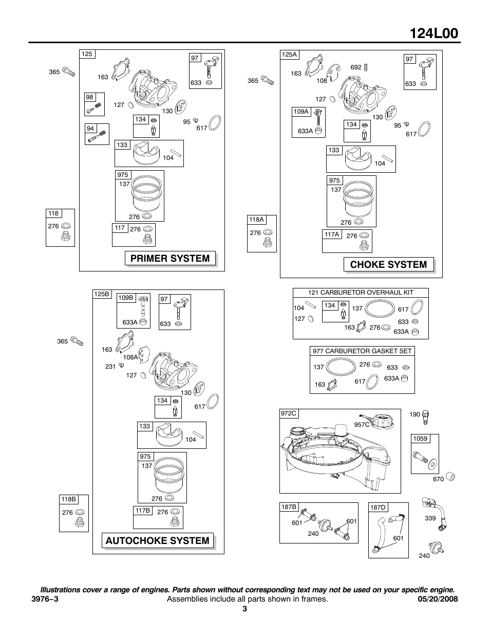 Choke system, Primer system, Autochoke system | Briggs & Stratton 124L00 User Manual | Page 3 / 10
