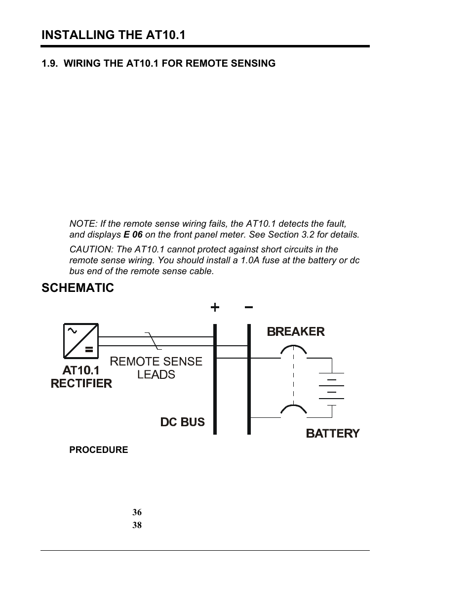 Installing the at10.1, Schematic | Exide Technologies Section 94.30 User Manual | Page 20 / 100