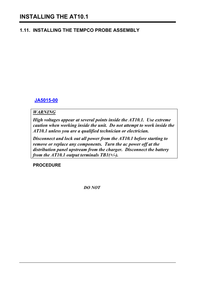 Installing the at10.1 | Exide Technologies Section 94.30 User Manual | Page 24 / 100