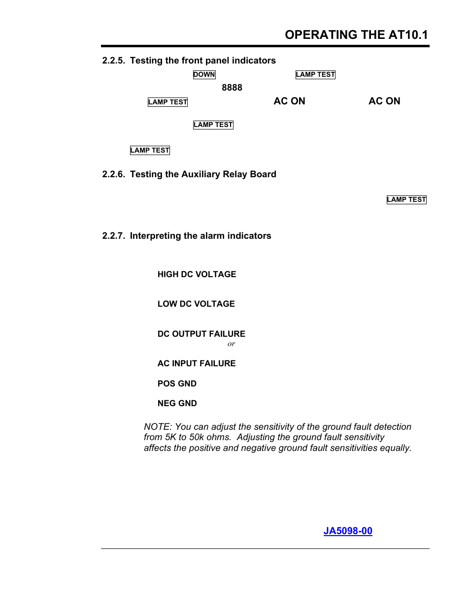 Operating the at10.1 | Exide Technologies Section 94.30 User Manual | Page 33 / 100