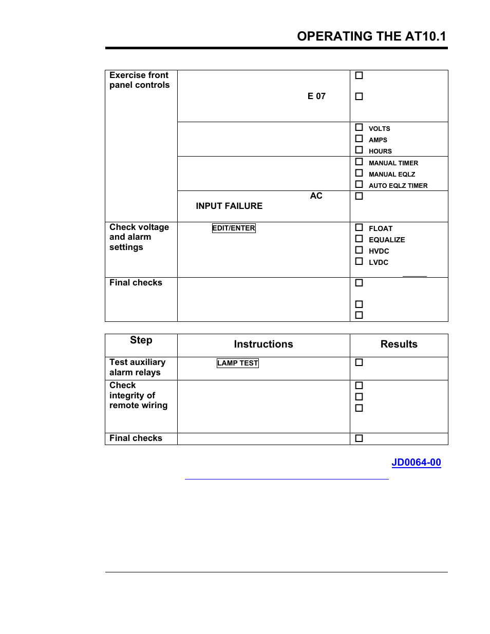 Operating the at10.1 | Exide Technologies Section 94.30 User Manual | Page 47 / 100