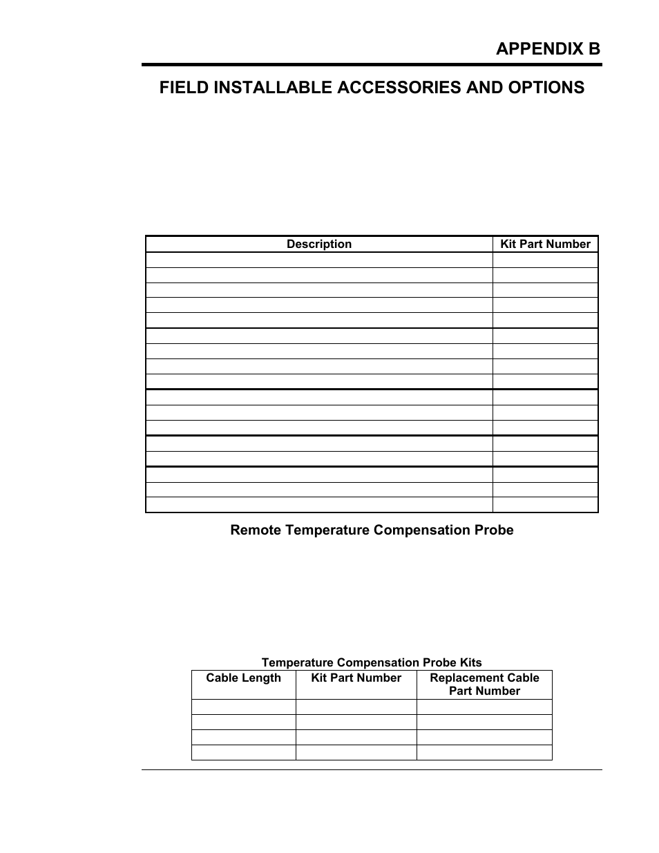 Appendix b, Field installable accessories and options | Exide Technologies Section 94.30 User Manual | Page 75 / 100