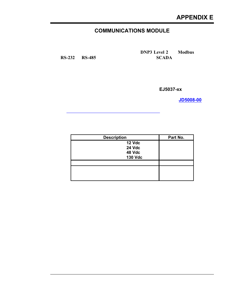 Appendix e, Communications module | Exide Technologies Section 94.30 User Manual | Page 95 / 100