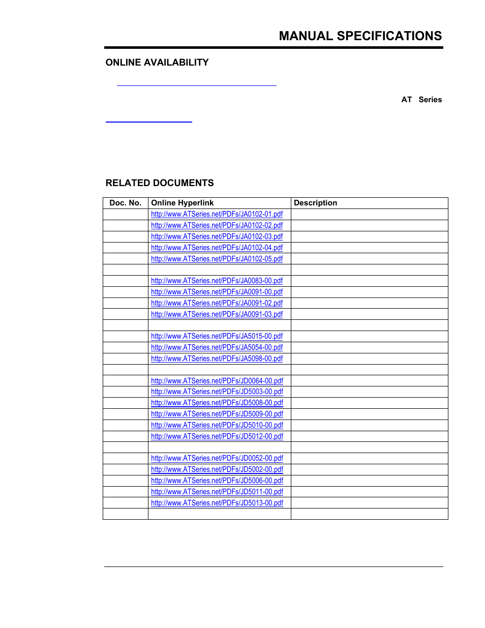 Manual specifications | Exide Technologies Section 94.30 User Manual | Page 99 / 100