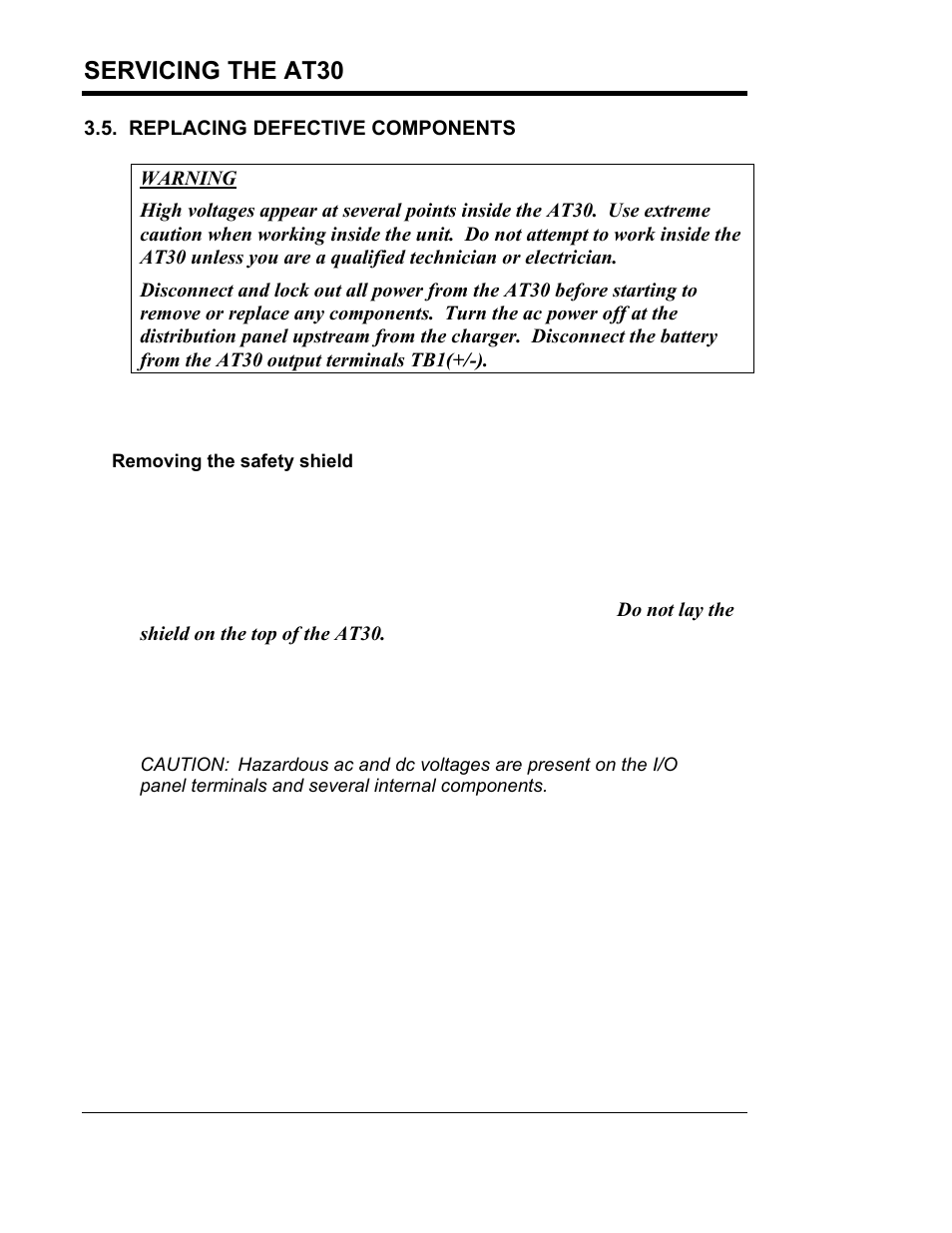 Servicing the at30 | Exide Technologies Section 94.40 User Manual | Page 62 / 100