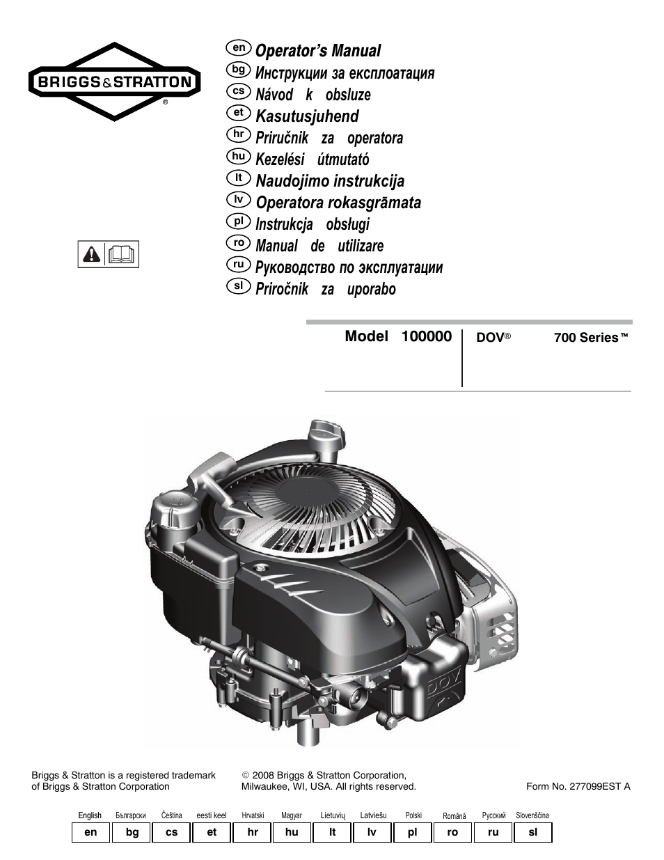 Briggs & Stratton DOV 100000 User Manual | 92 pages