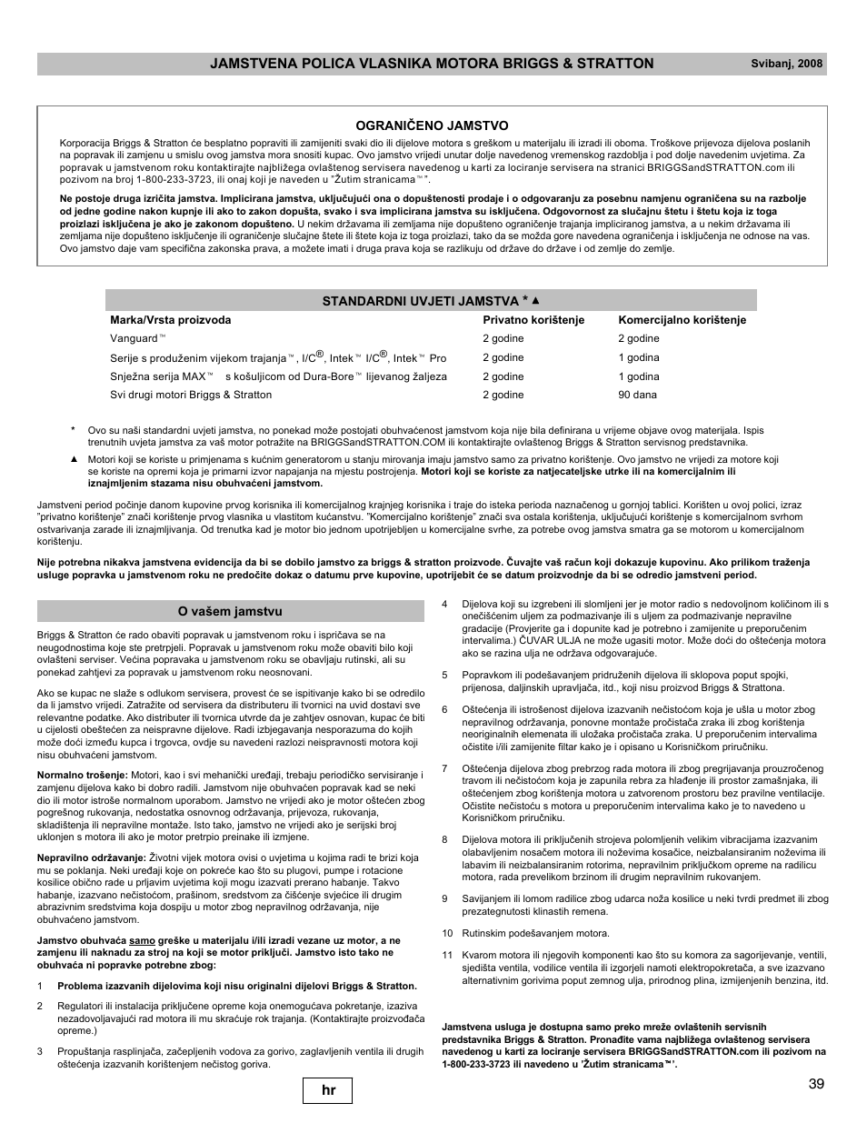 Briggs & Stratton DOV 100000 User Manual | Page 39 / 92