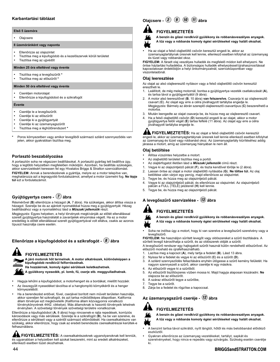 Briggs & Stratton DOV 100000 User Manual | Page 44 / 92