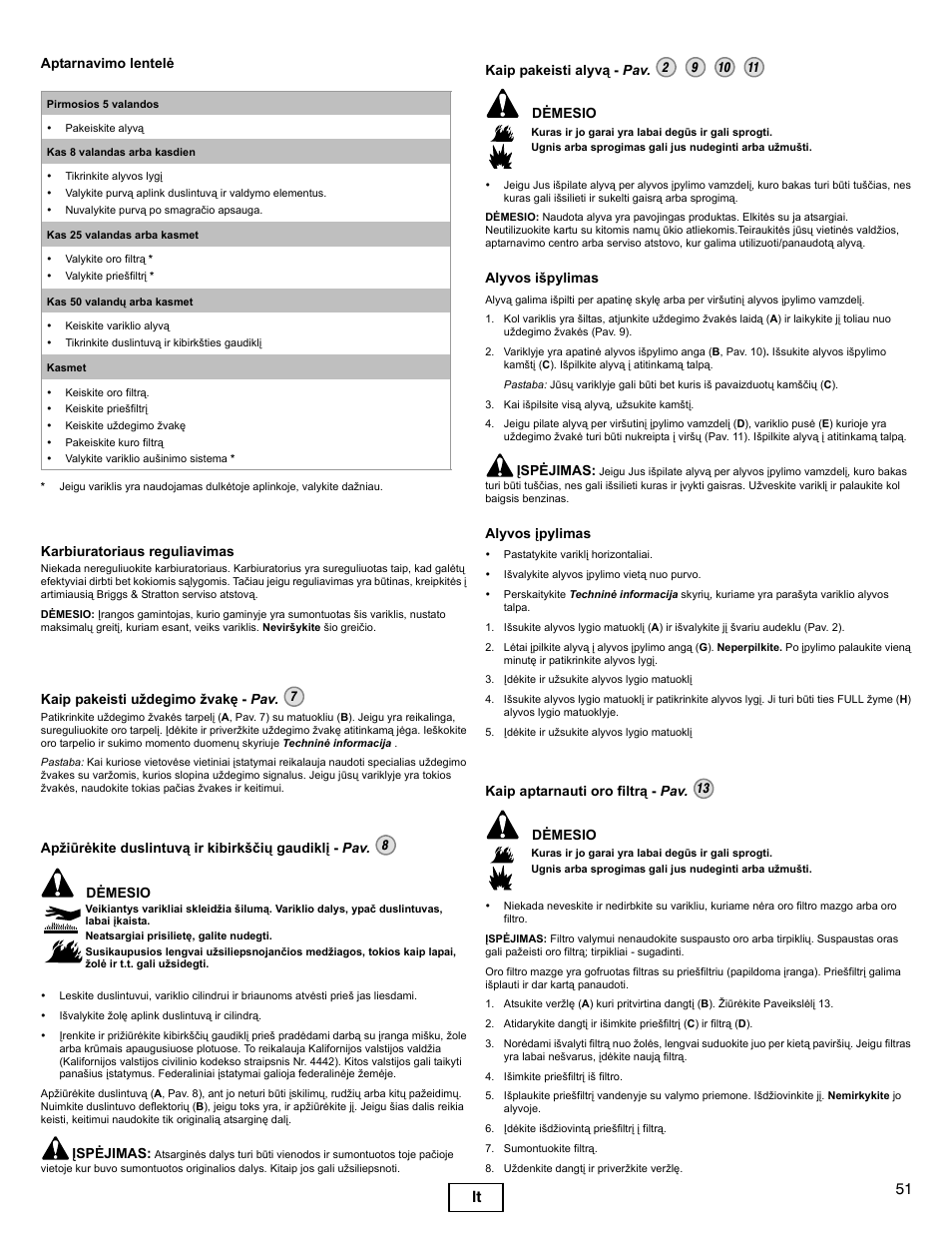 51 lt | Briggs & Stratton DOV 100000 User Manual | Page 51 / 92