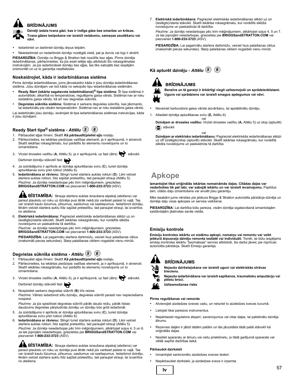 Apkope, 57 lv | Briggs & Stratton DOV 100000 User Manual | Page 57 / 92