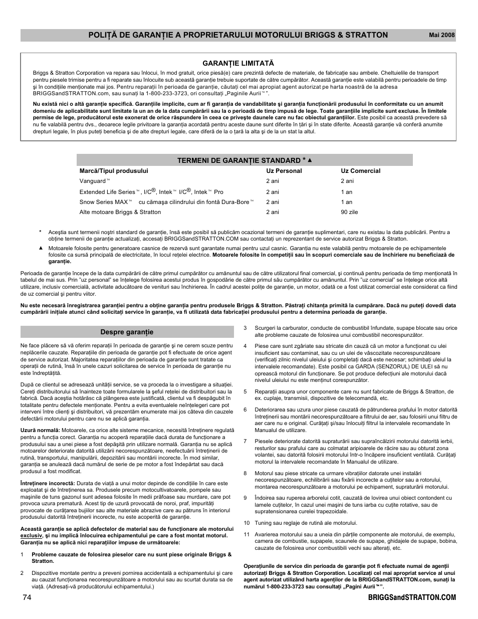 Briggs & Stratton DOV 100000 User Manual | Page 74 / 92
