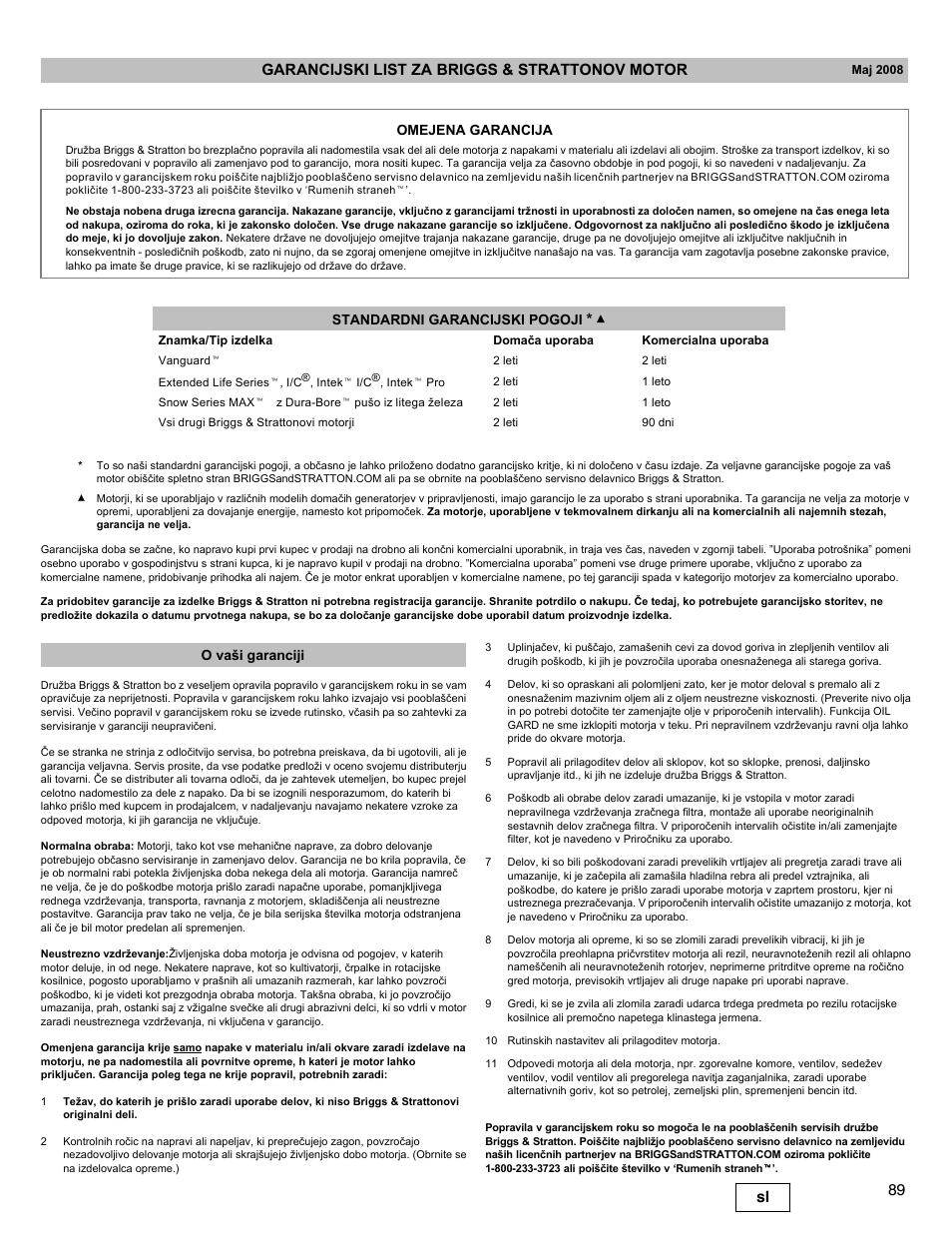 Briggs & Stratton DOV 100000 User Manual | Page 89 / 92