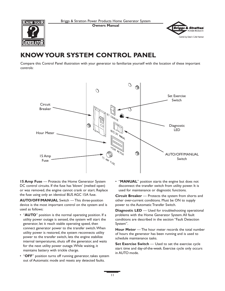 Access doors, To remove an access door, To install an access door | Know your system control panel | Briggs & Stratton 190839GS User Manual | Page 11 / 72