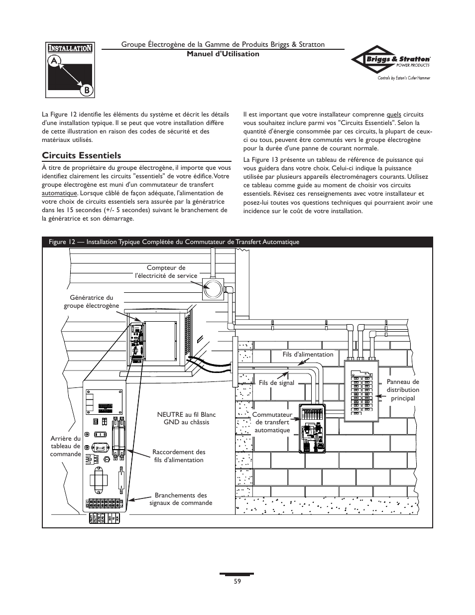 Circuits essentiels | Briggs & Stratton 190839GS User Manual | Page 59 / 72