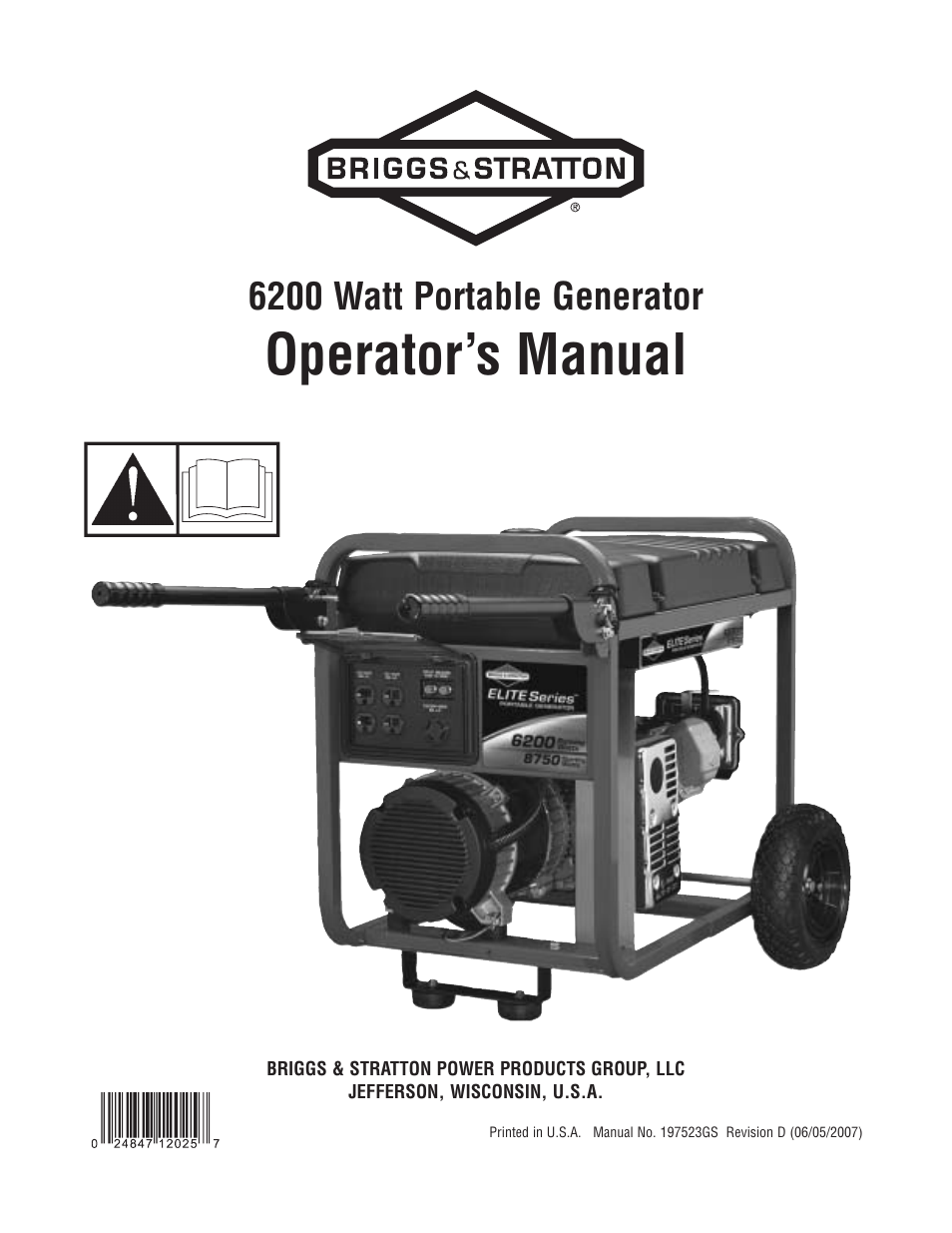 Briggs & Stratton 6200 Watt User Manual | 52 pages