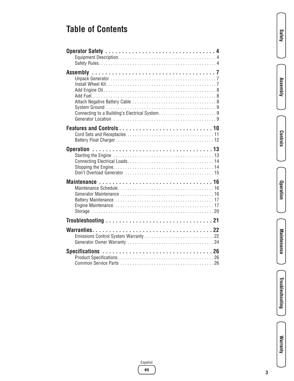 Briggs & Stratton 6200 Watt User Manual | Page 3 / 52