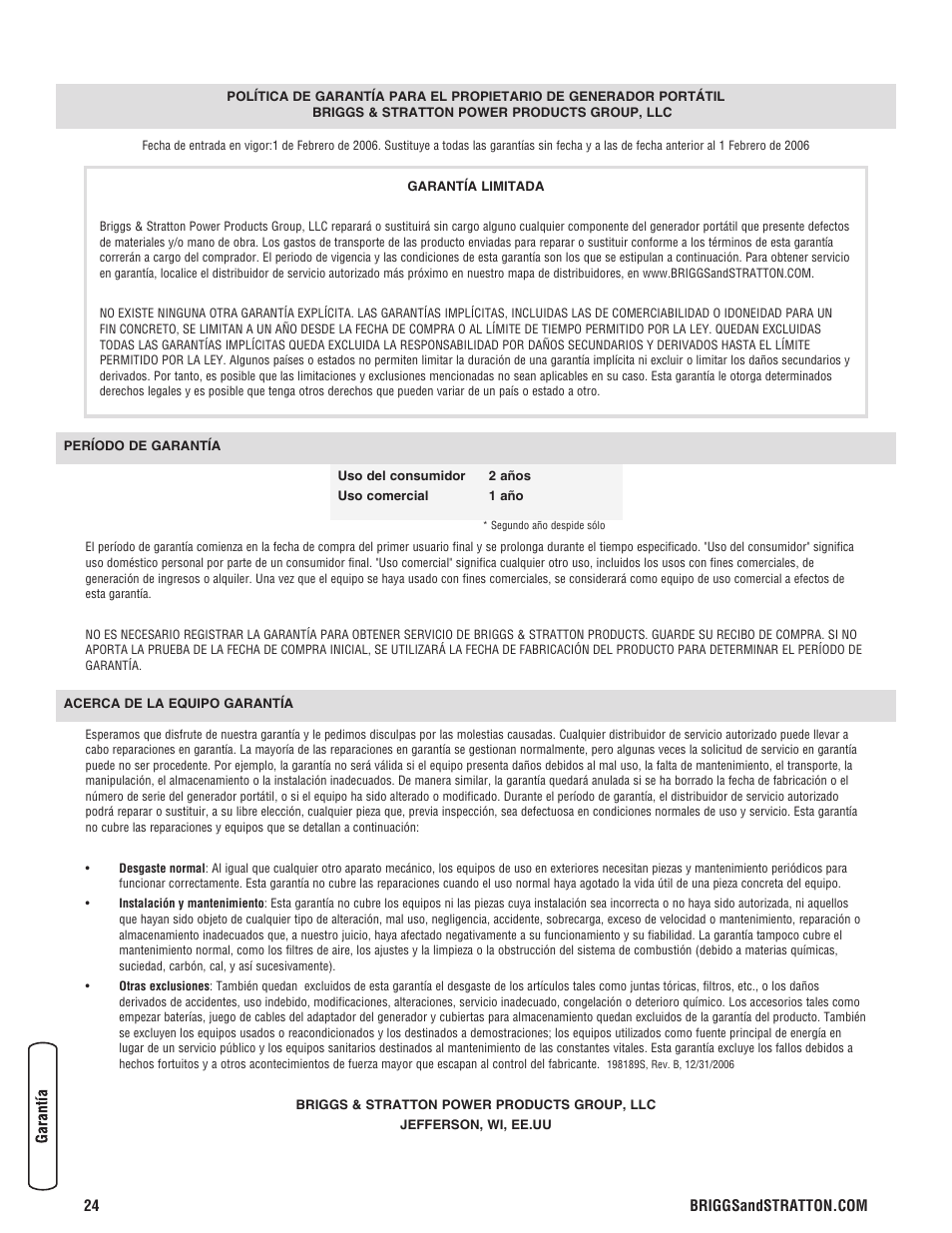 Briggs & Stratton 6200 Watt User Manual | Page 50 / 52