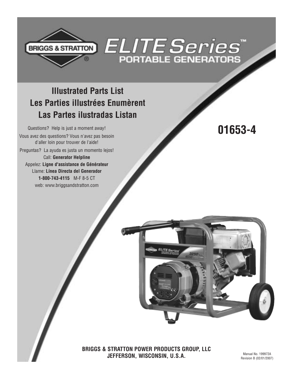 Briggs & Stratton Elite 01653-4 User Manual | 6 pages