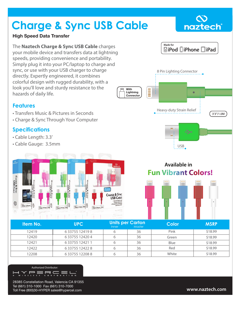 Hypercel 12422 User Manual | 1 page
