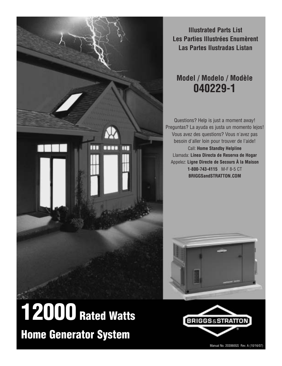 Briggs & Stratton 040229-1 User Manual | 12 pages
