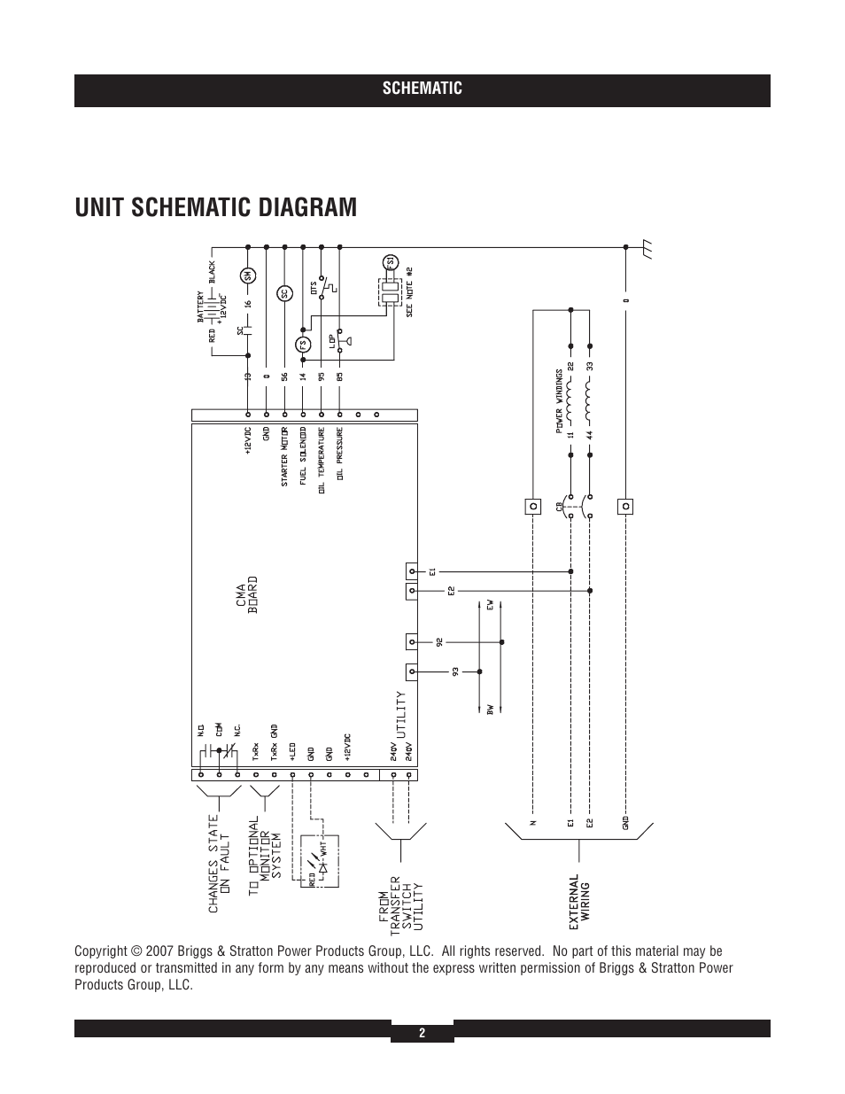 Unit schematic diagram | Briggs & Stratton 040229-1 User Manual | Page 2 / 12