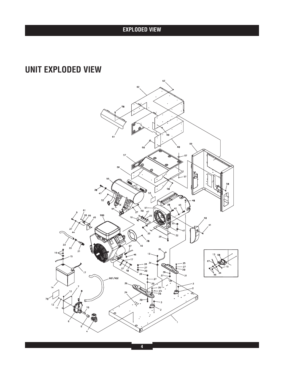 Unit exploded view | Briggs & Stratton 040229-1 User Manual | Page 4 / 12