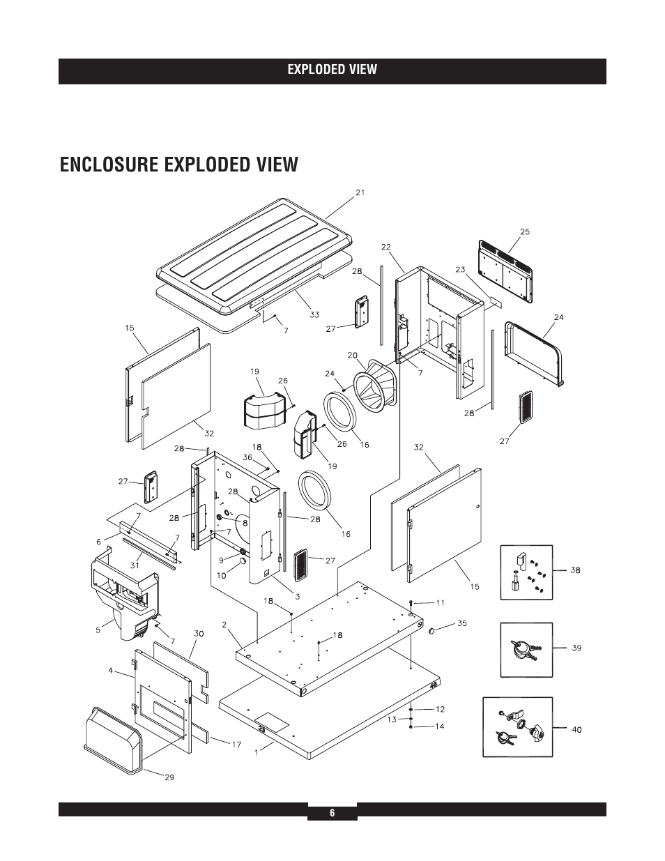 Enclosure exploded view | Briggs & Stratton 040229-1 User Manual | Page 6 / 12