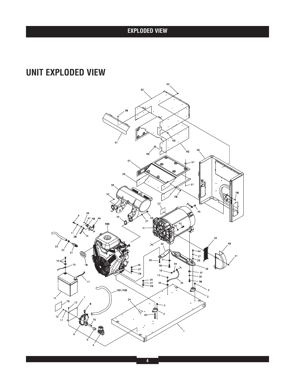 Unit exploded view | Briggs & Stratton 40211 User Manual | Page 4 / 12