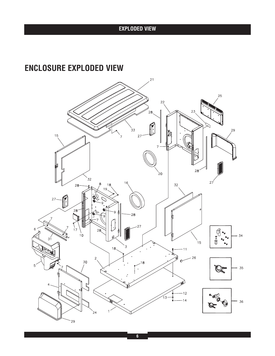 Enclosure exploded view | Briggs & Stratton 40211 User Manual | Page 6 / 12