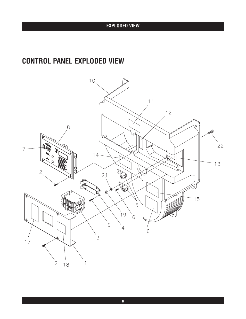 Control p anel exploded view | Briggs & Stratton 40211 User Manual | Page 8 / 12