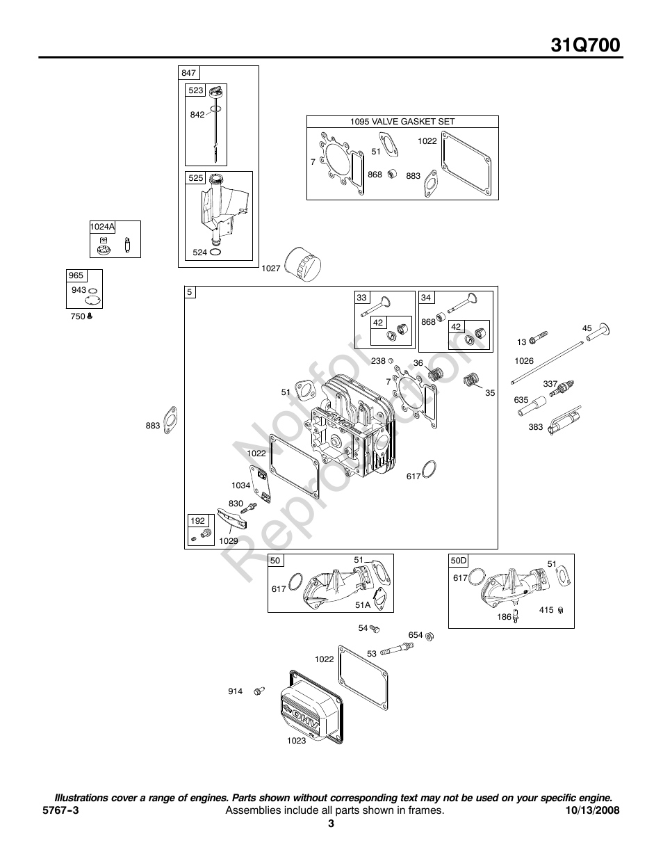 Not for reproduction | Briggs & Stratton 31Q700 User Manual | Page 3 / 16