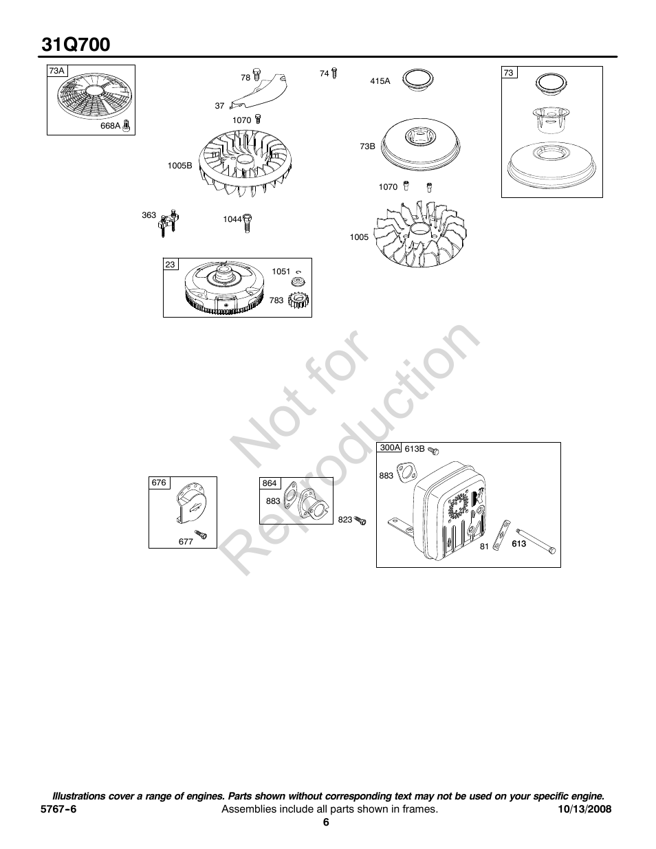 Not for reproduction | Briggs & Stratton 31Q700 User Manual | Page 6 / 16