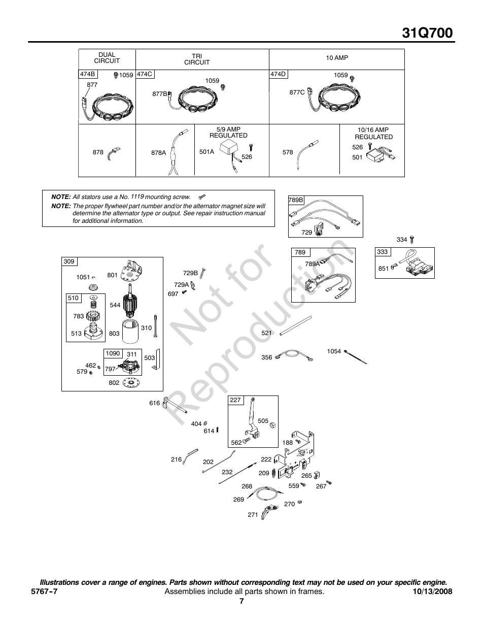Not for reproduction | Briggs & Stratton 31Q700 User Manual | Page 7 / 16