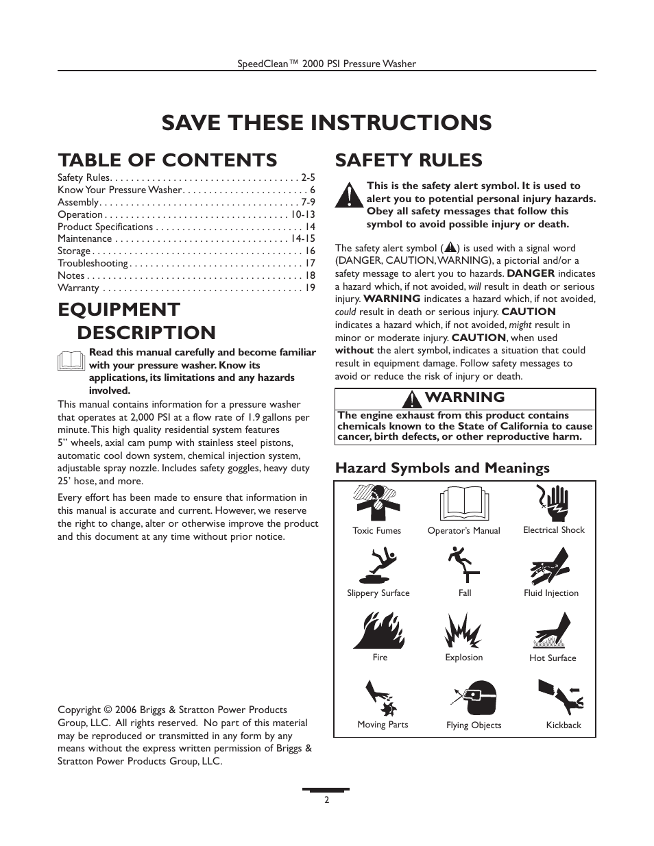 Briggs & Stratton 020238-0 User Manual | Page 2 / 36