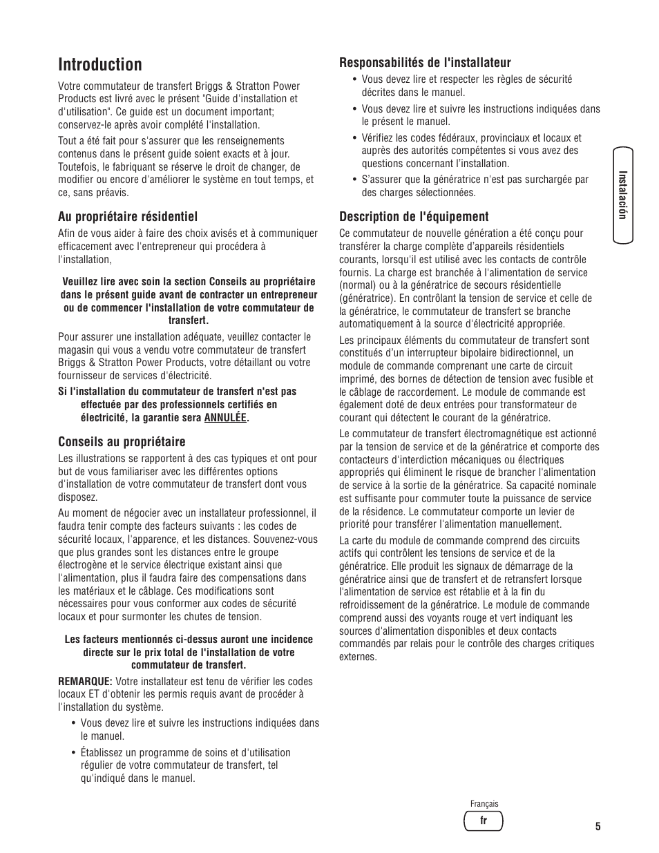 Introduction | Briggs & Stratton 100 Amp Automatic Transfer Switch User Manual | Page 31 / 40