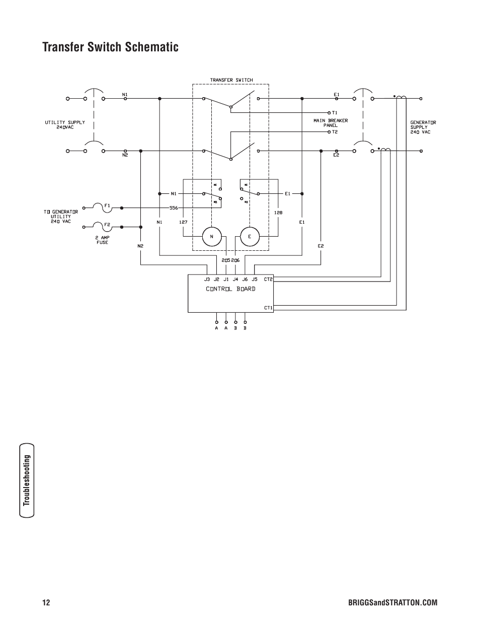 Transfer switch schematic | Briggs & Stratton 200010GS User Manual | Page 12 / 40
