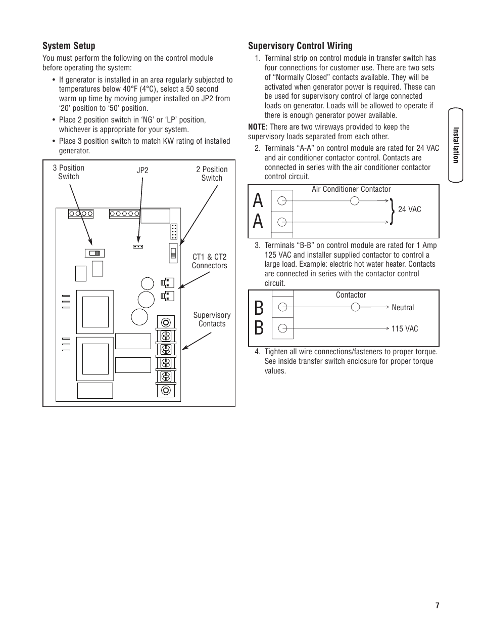 System setup, Supervisory control wiring, Configuration du système | Câblage de contrôle, System setup supervisory control wiring | Briggs & Stratton 200010GS User Manual | Page 7 / 40