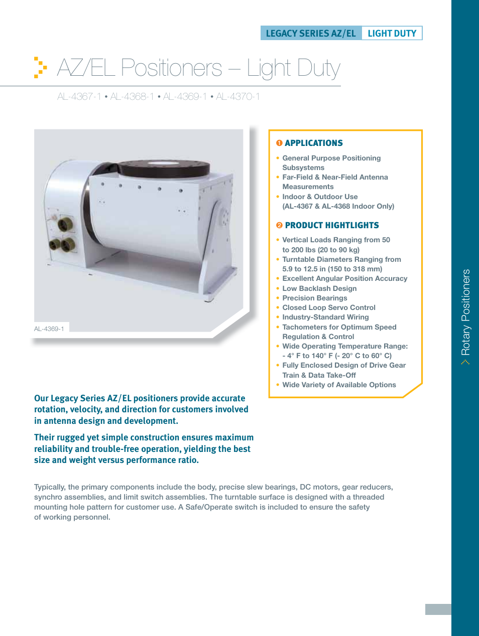 ORBIT FR AZ, EL Positioners: Light Duty User Manual | 4 pages
