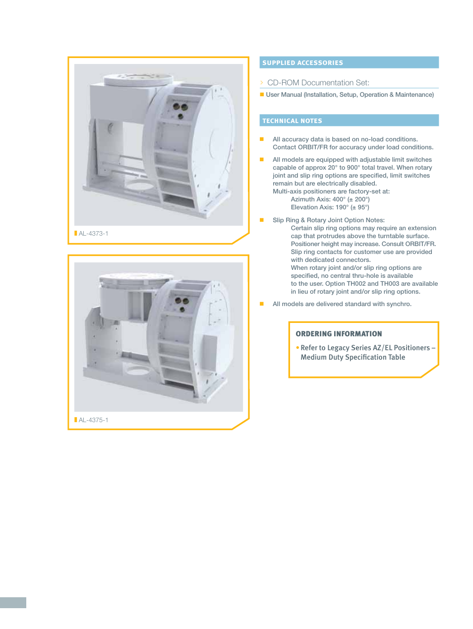 ORBIT FR AZ, EL Positioners: Medium Duty User Manual | Page 4 / 4