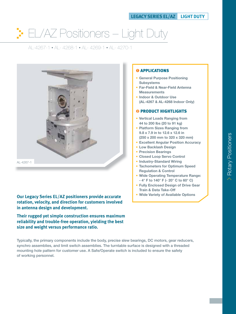 ORBIT FR EL, AZ Positioners: Light Duty User Manual | 4 pages
