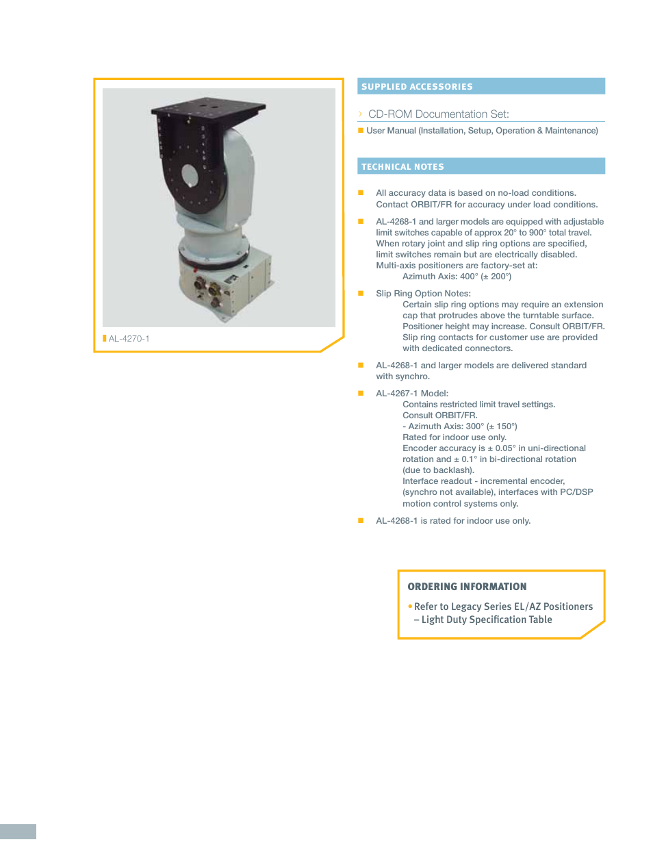 Supplied accessories > cd-rom documentation set | ORBIT FR EL, AZ Positioners: Light Duty User Manual | Page 4 / 4