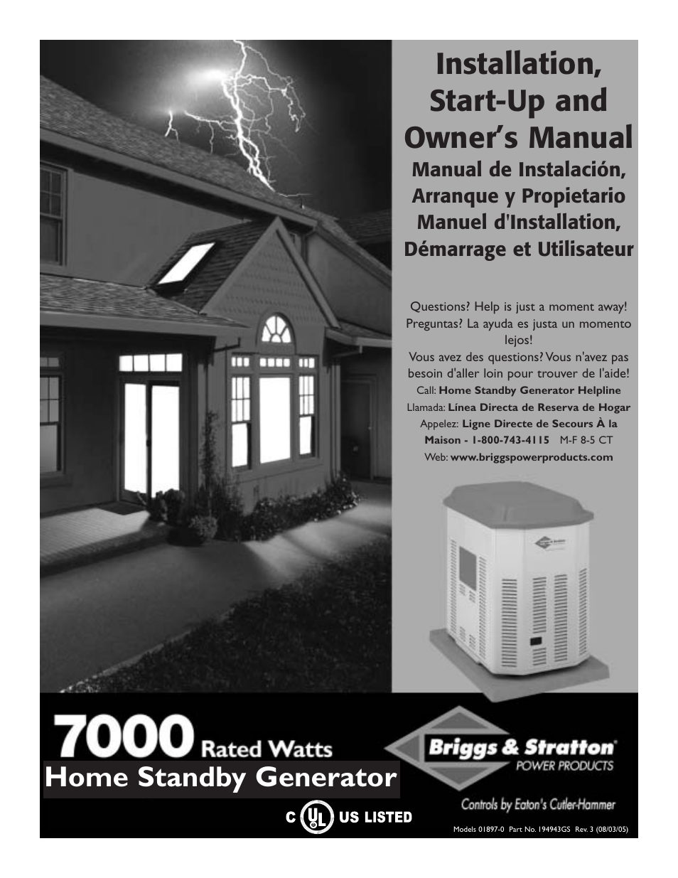 Briggs & Stratton Generator User Manual | 84 pages