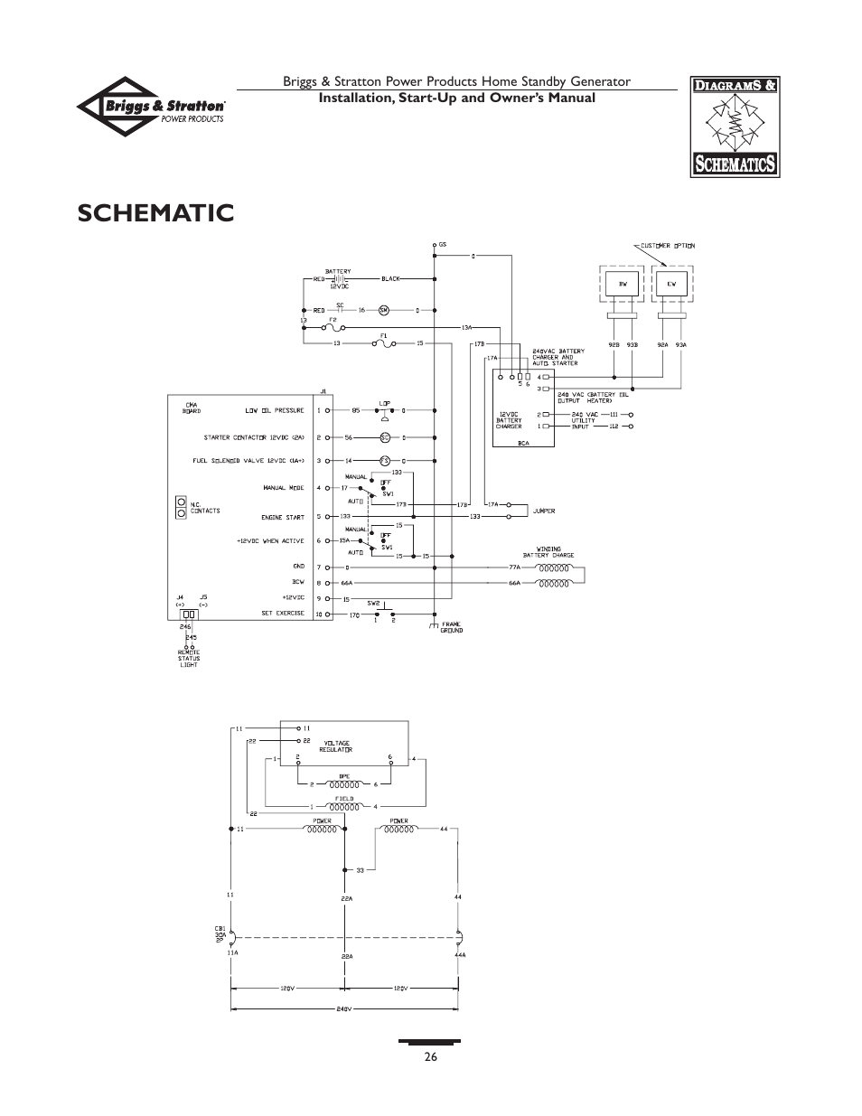 Schematic | Briggs & Stratton Generator User Manual | Page 26 / 84