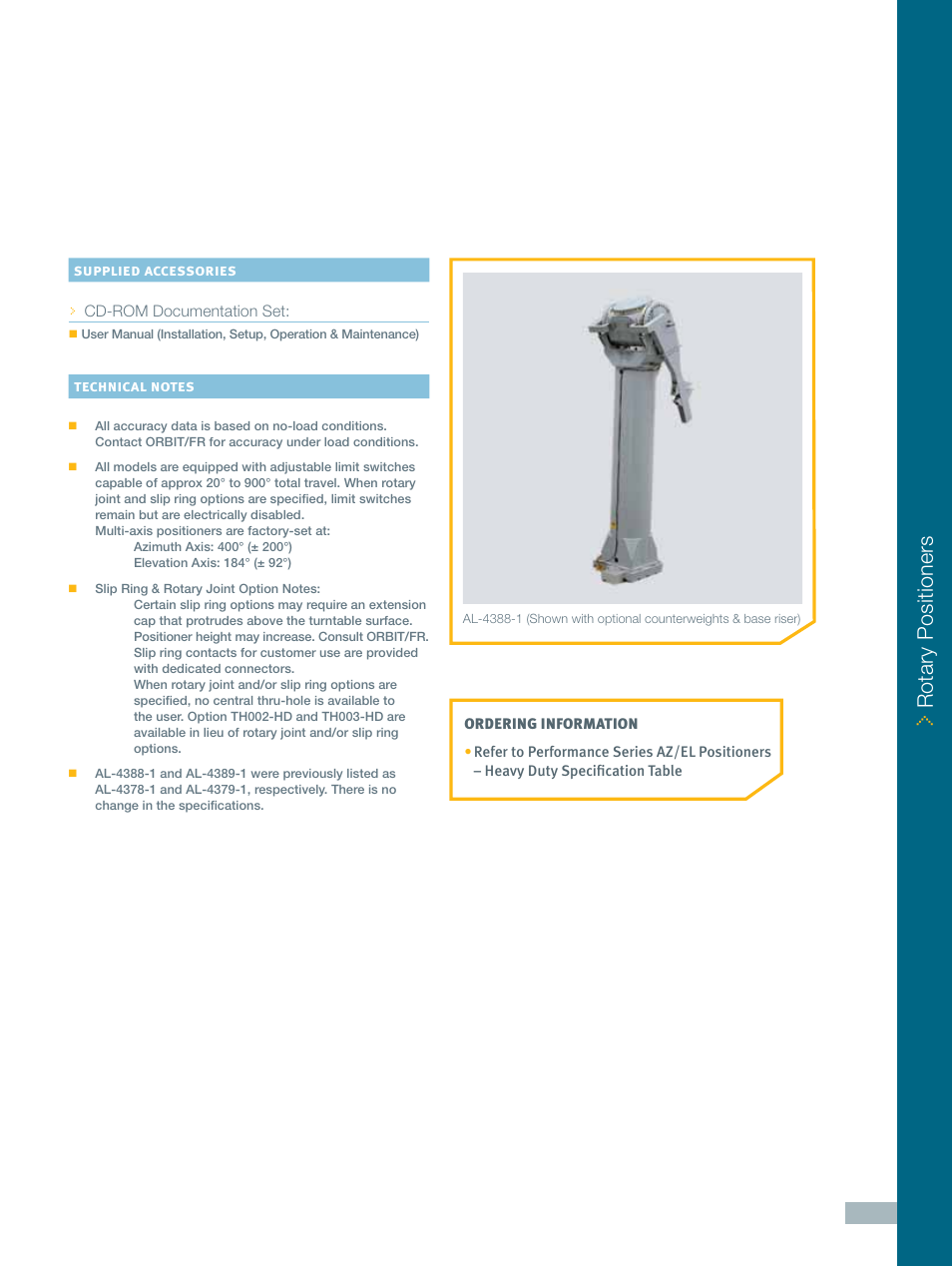 Rotary positioners | ORBIT FR Performance Series AZ, EL Positioners: Heavy Duty User Manual | Page 2 / 4