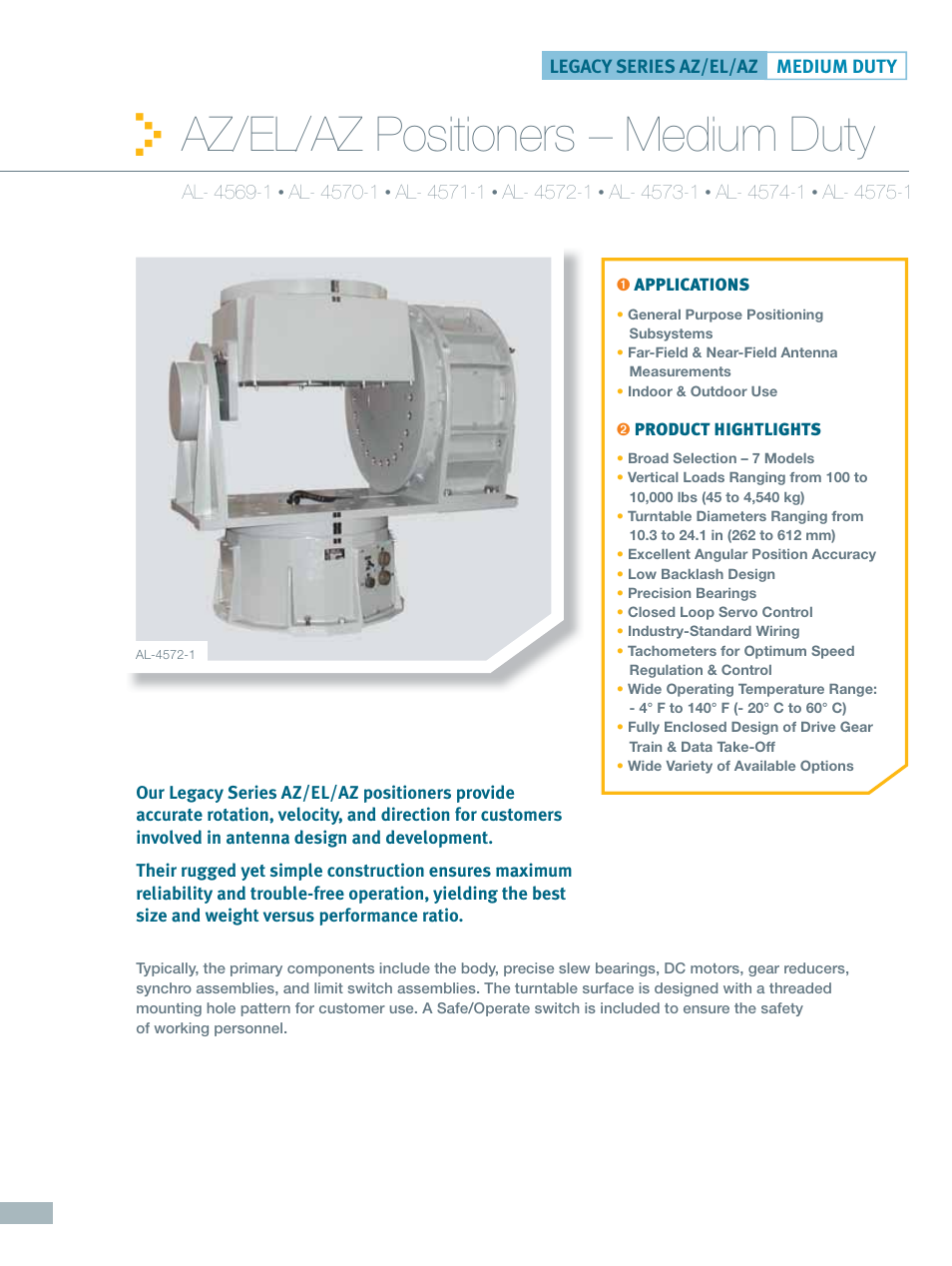 ORBIT FR AZ, EL, AZ Positioners: Medium Duty User Manual | 4 pages