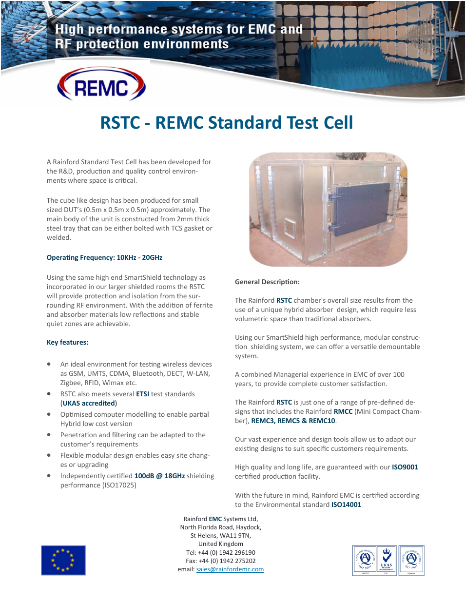 ORBIT FR Standard Test Cell User Manual | 2 pages